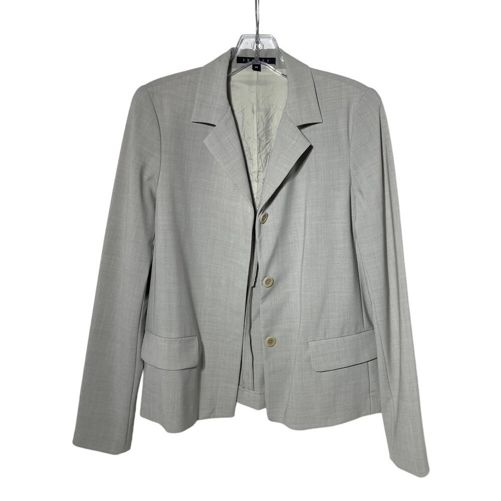 Theory Light Grey Wool Blend Blazer Women's Size Medium